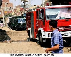 Security forces in Dahshur after sectarian strife.