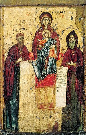 Свенская Печерская икона Божией Матери с преподобными Антонием и Феодосием
