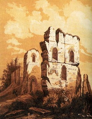 Руины Десятинной церкви. Гравюра 1826 года, копия более древнего изображения