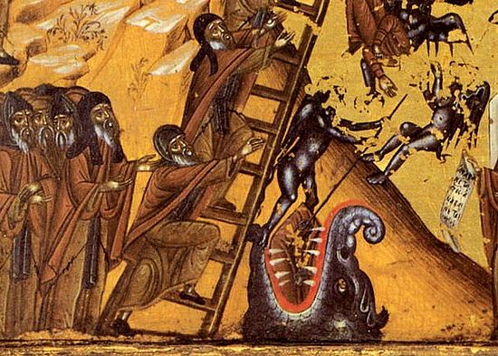 Лествица. Фрагмент иконы XVII в. Монастырь Пантократор, Афон