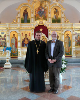 Dr. Anthony Clark & Father Sergiy Veronin in the Russian Orthodox church. 