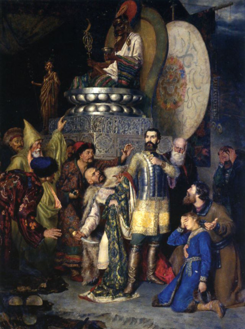 «Князь Михаил Черниговский перед ставкой Батыя», художник В. Смирнов