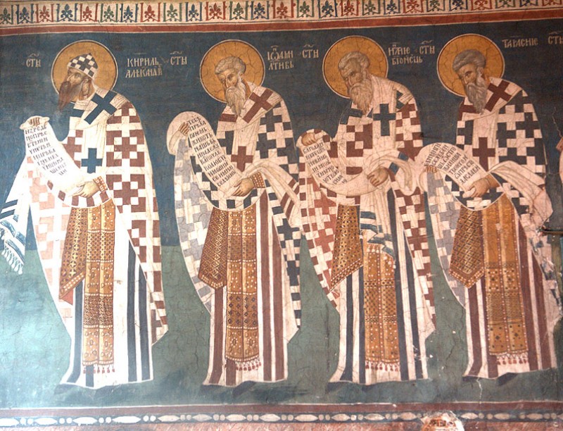 Росписи в алтаре храма Вознесения Господня.. Высокие Дечаны. Фото: Антон Камальдинов