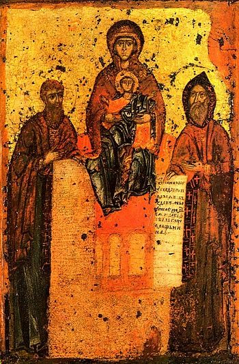 Свенская-Печерская икона Божией Матери с предстоящими Антонием и Феодосием Печерскими