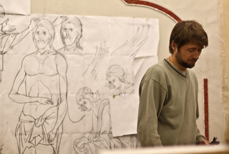 Мозаичная мастерская.  Рисованный эскиз для будущей мозаики. Фото: Юлия Руденко.  