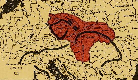 Великая Моравия. Территория империи к 890 г.