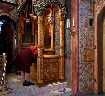 The reliquary of Holy Hieromartyr Hilarion (Troitsky), Sretensky Monastery, Moscow (