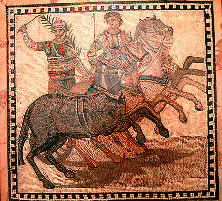 Древнеримская мозаика с изображением победителя соревнования из «красной» партии
