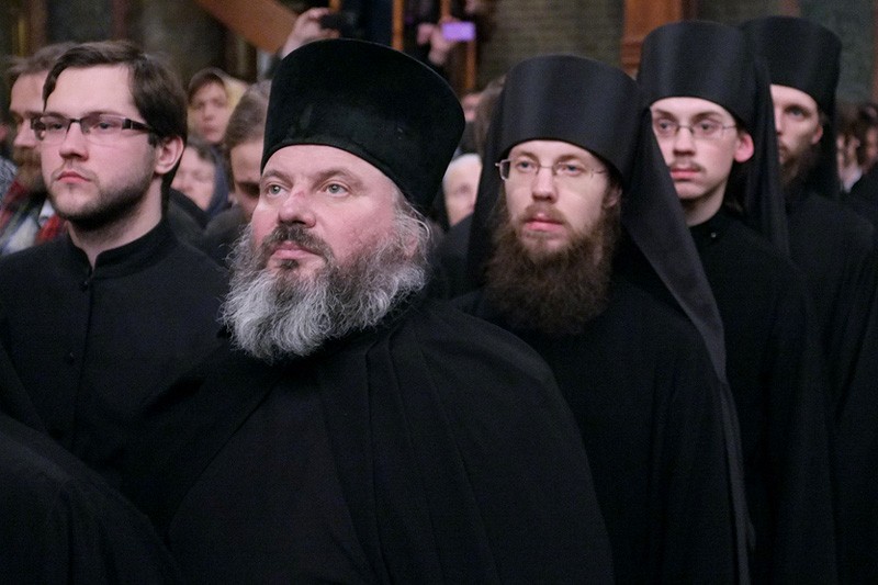 Патриаршая служба в Сретенском монастыре накануне недели Торжества Православия.  Фото: К. Новотарский / Патриархия.Ru