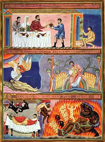 Притча о богаче и Лазаре (Codex Aureus Epternacensis, 1035-1040 годы)