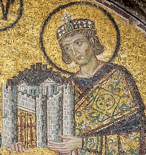 Константин Великий приносит Город в дар Богородице 