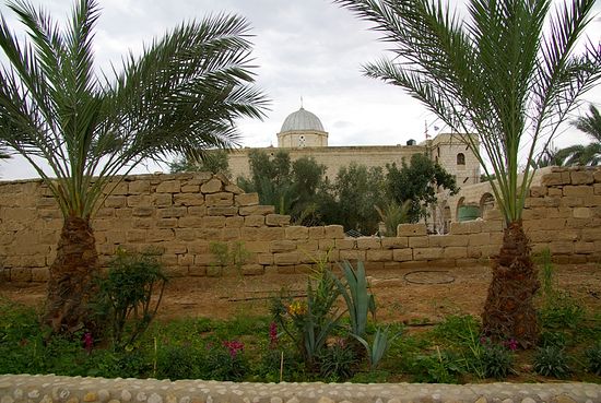 Oasis in the desert - a view of the Monastery of Saint Gerasimos of Jordan.