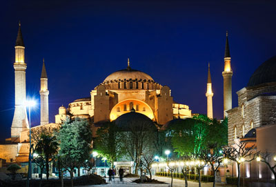 The Hagia Sophia at night