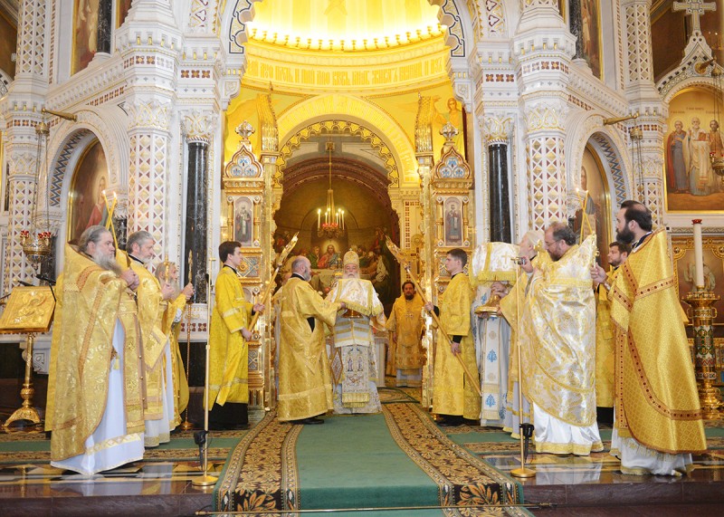Служение Предстоятелей и иерархов Поместных Православных Церквей в Храме Христа Спасителя.  Фото: Патриархия.Ru