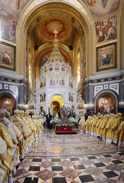 Служение Предстоятелей и иерархов Поместных Православных Церквей в Храме Христа Спасителя.  Фото: Патриархия.Ru