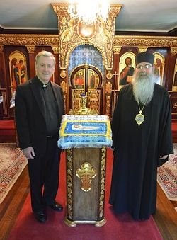 Fr. Peter West, Roman Catholic priest and Vice President for Missions of Human Life International, and Metropolitan Tikhon