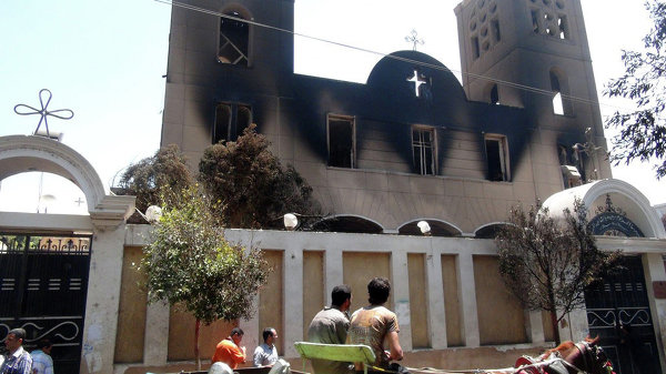 Сожженный христианский храм в Египте. Фото РИА Новости.