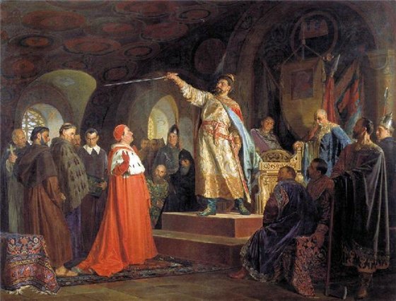 Н.В. Неврев "Роман Галицкий принимает послов папы Иннокентия III", 1875