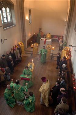 A Russian Orthodox Sunday service in Jesus Lane, Cambridge, in 2011. Picture by Gary Wharmby