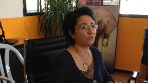 Mayoral candidate Hanin Zoabi at her Nazareth office, October 10, 2013 Photo: Elhanan Miller/Times of Israel