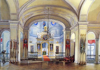 Церковь Гатчинского дворца. Акварель Э.Гау. 1880 г.