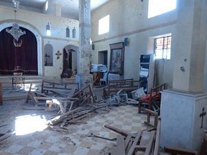 Разрушенная оппозицией церковь в Сададе, Сирия