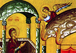 5. An Angel of the Lord attends to the Theotokos in the Holy of Holies (detail).