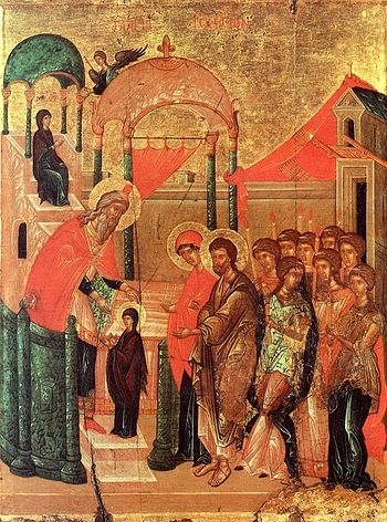 The Entry of the Mother of God into the Temple. Byzantium, XV century