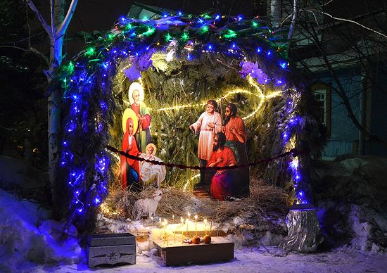 Рождественский вертеп у Константино-Еленинского собора г. Костанай. Фото: keparhia.kz