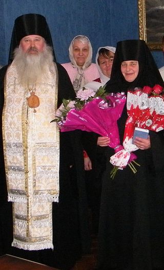 Епископ Тихон и матушка Людмила в день ее монашеского пострига