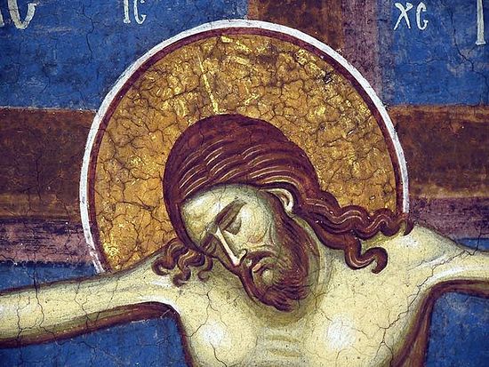 Великая Пятница. Смерть Христа. Фреска монастыря Высокие Дечаны, Сербия. XIV в.