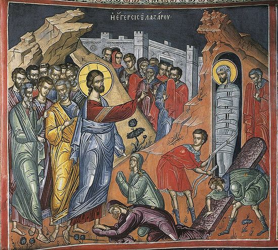 Воскрешение Лазаря. XVI в. Афон, монастырь Дионисиат