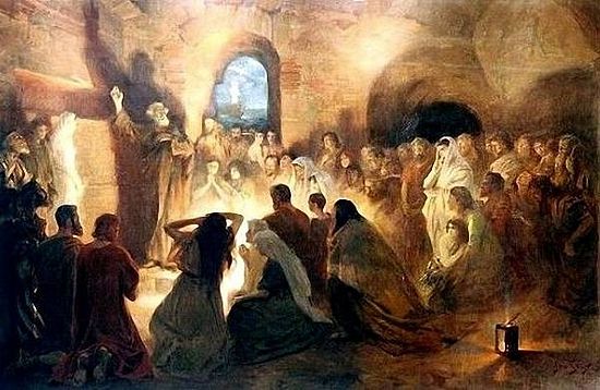 "Saint Peter preaching the Gospel in the Catacombs" by Jan Styka
