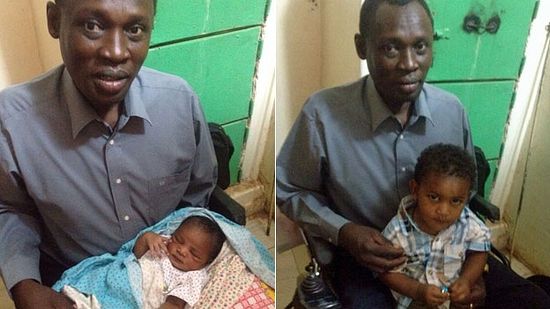 Daniel Wani visited his children on Wednesday at the prison near Khartoum