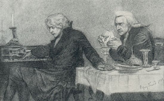 Иллюстрация М.Врубеля к трагедии А.С. Пушкина «Моцарт и Сальери»