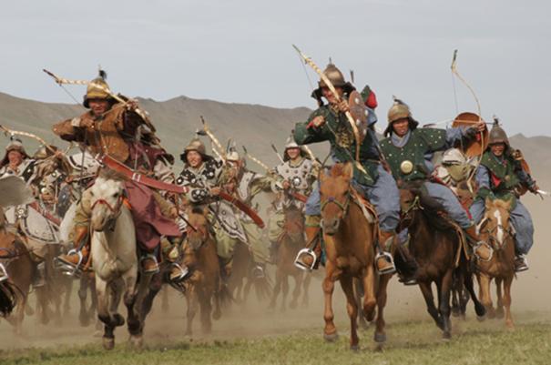 Modern reconstruction of Mongol Horde attack.