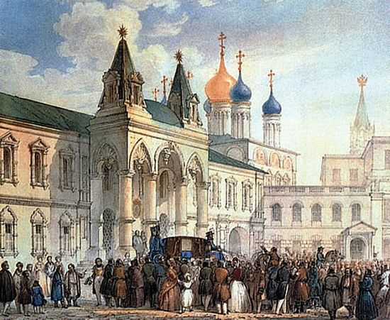 Чудов монастырь и Николаевский дворец в Кремле. 1850. П. А. Герасимов