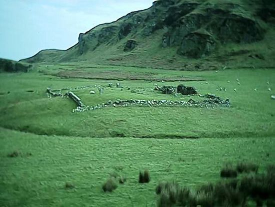 Chapel ruins and a cemetery on Sanda Island.