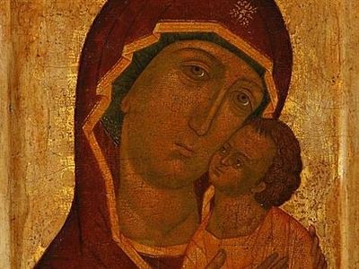 Detail from the 16th century Mother of God and Child. Private collection. Image: http://www.artgalleryofballarat.com.au/home.aspx.