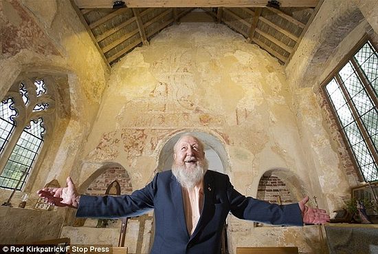 Determined: Bob Davey has spent 22 years restoring the church in Houghton-on-the-Hill, Norfolk to its past glory