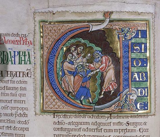One of the Winchester Bible's illuminated initials
