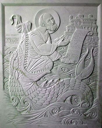 Carved Steatite icon of the Holy Prophet Jonah.