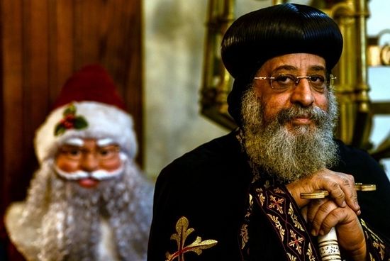 Egypt's Coptic leader Pope Tawadros on Orthodox Christmas Eve (AA)