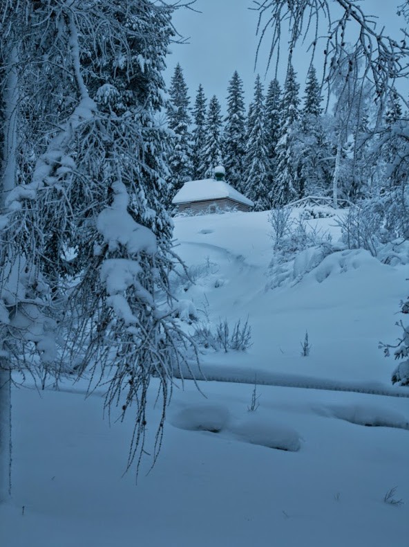 Solovki in Winter. The Chapel of St. Alexander Nevsky in the St. Macarius Hermitage