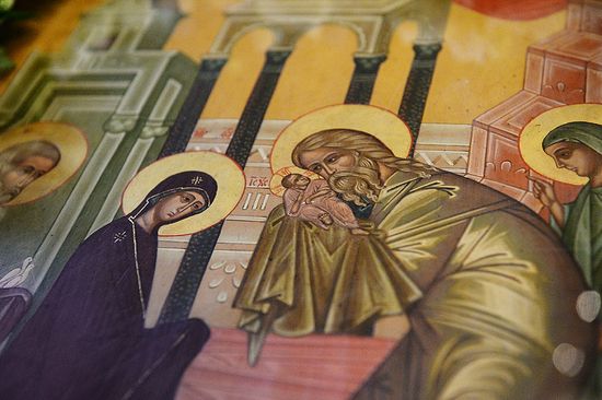 Сретение Господне. Фрагмент иконы Сретенского монастыря