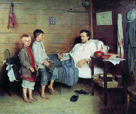 Н.П. Богданов-Бельский. У больного учителя. 1897