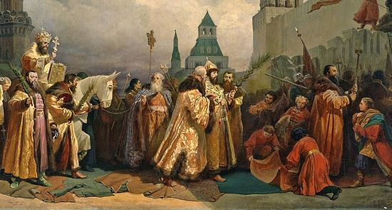 Шествие на осляти Алексея Михайловича. В. Г. Шварц. 1865 г.