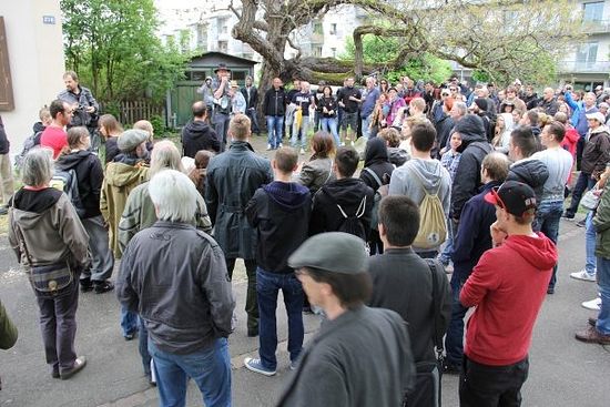 A RALLY AGAINST OPENING OF THE LARGEST CENTER OF SCIENTOLOGY TAKES PLACE IN BASEL