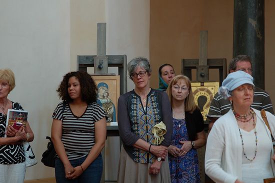 Icons painted by Philip Davydov and Olga Shalamova of Sacred Murals Studio were on display