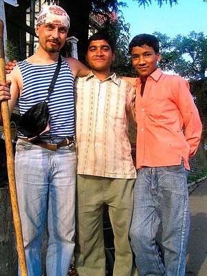 Andrey with his Indian friends.